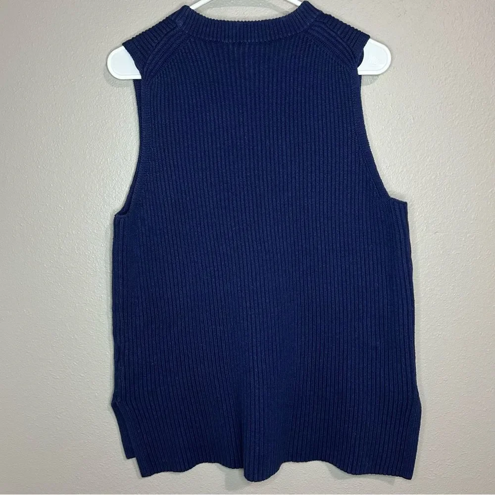 J. Crew blue sleeveless cotton merino wool blend knit sweater womens size XL